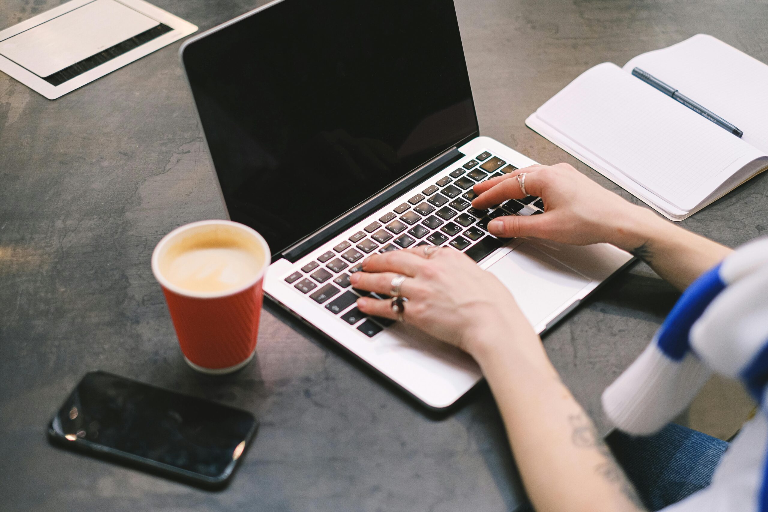 Freelancer Working with Laptop and Coffee
