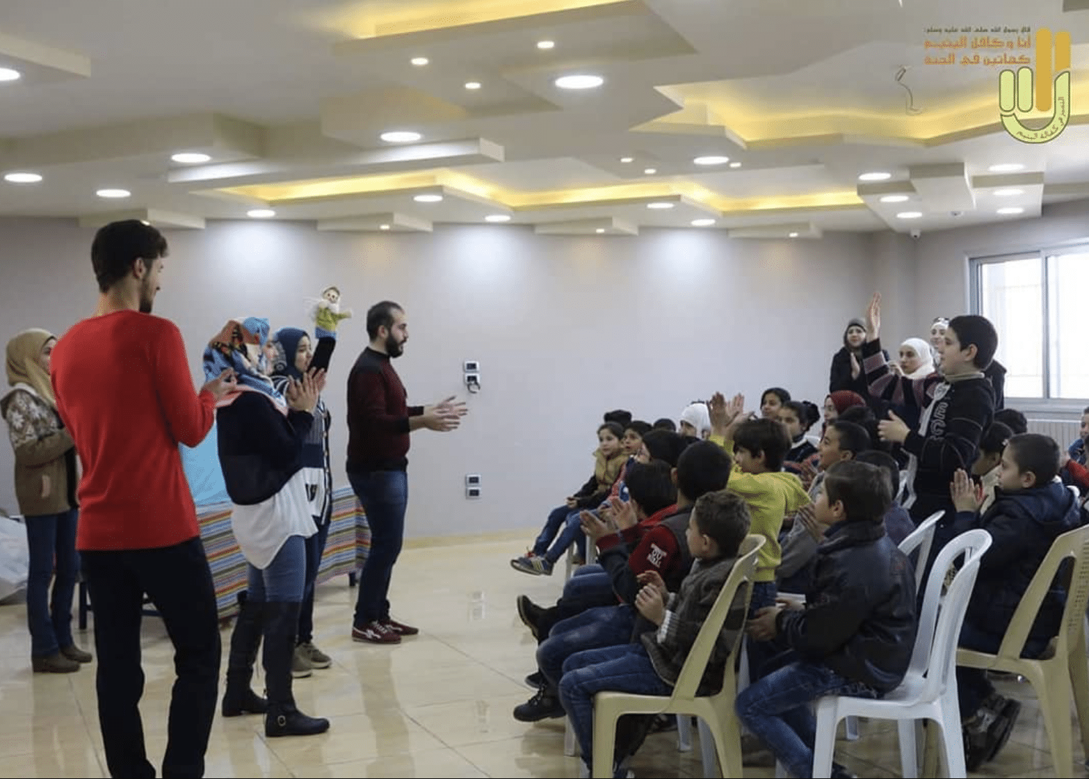 Yaseen with the Kaizen Team celebrating Eid al-Adha with 50 orphaned children at Dar Al-Tamyus in Syria, 2017.